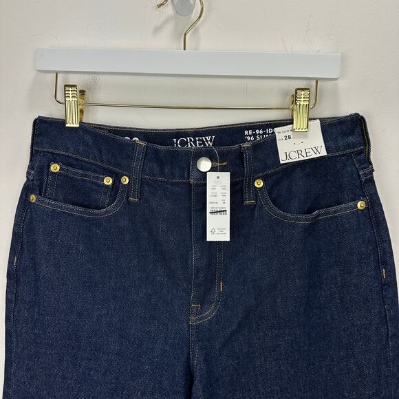 J.Crew Slim Wide Jean Resin Rinse Blue Denim High Rise Classic Womens US 28 NWT - Picture 7 of 13